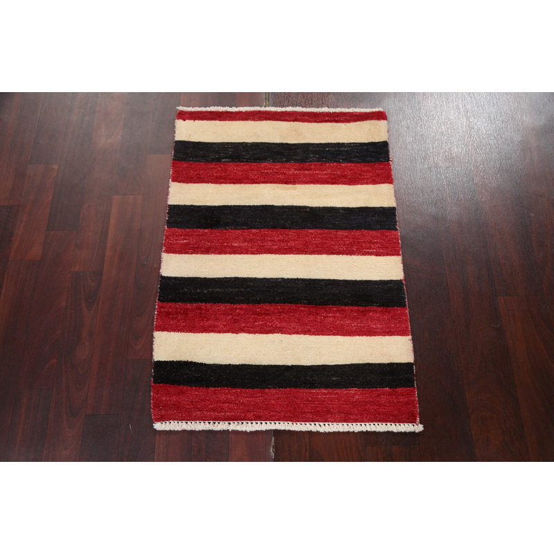 Tapis multicolore en laine noué à la main de conception unique 2 pi 1 po x 3 pi 0 po Magni