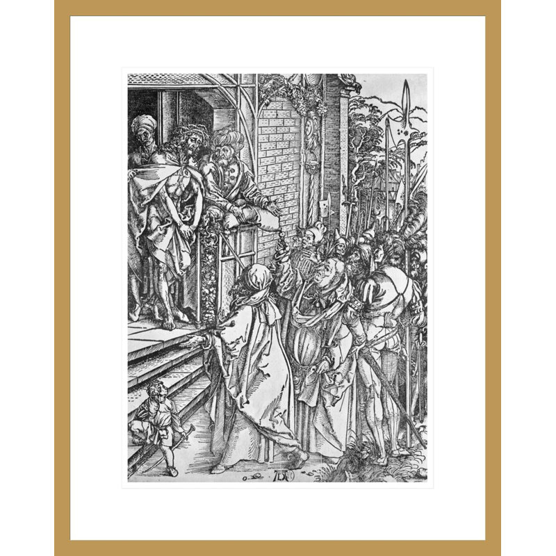 Le Christ présenté aux gens (gravure sur bois) (photo en noir et blanc) par Albrecht Dürer - Impression Giclée encadrée