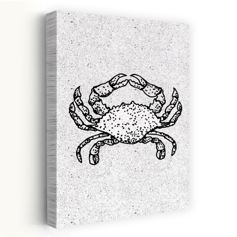 Impression d'art mural noir et blanc crabe, H 48 po x l 32 po