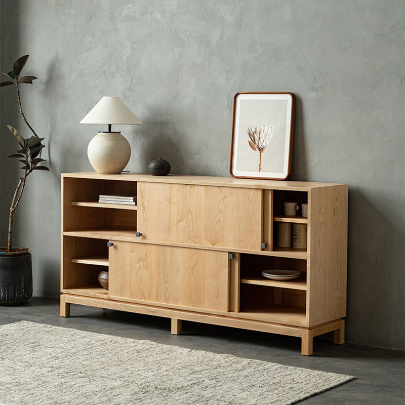 Buffet en bois massif à grande capacité de rangement, H 33,46 po x l 55,11 po x P 16,53 po, Cherry