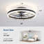 Ventilateur de plafond 20 po à profil bas noir moderne avec éclairage à DEL et moteur à courant continu réversible-981507266