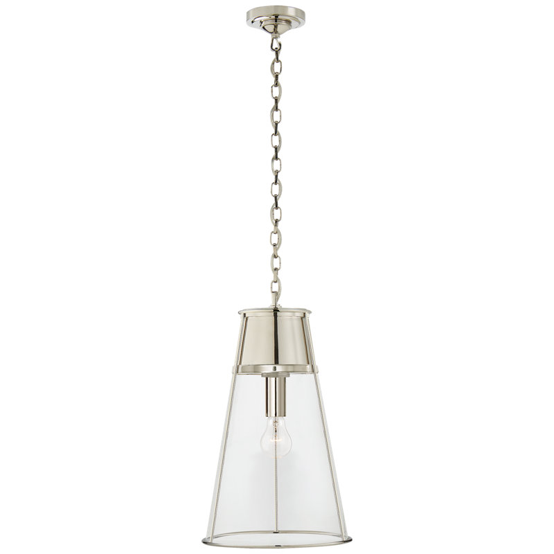 Thomas O'Brien Robinson Small Pendant, Clear, 19.5" H x 11.75" W x 11.75" D, Nickel
