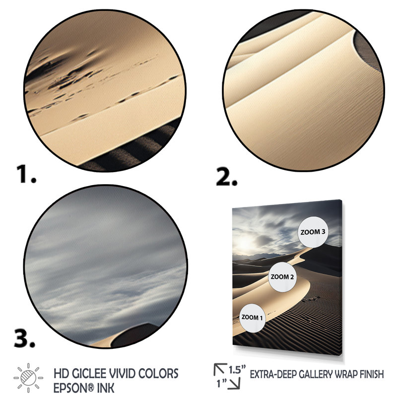 Beatric Égypte, paysage des sables de l'histoire I - reproduction, Cadre flottant blanc, H 44 po x l 34 po x P 1,5 po