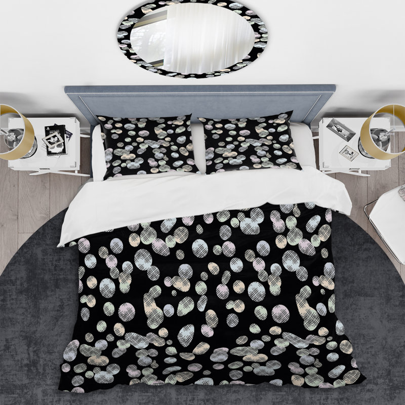 Motif de cercle vert - ensemble de housse de couette abstrait - polyester microfibre