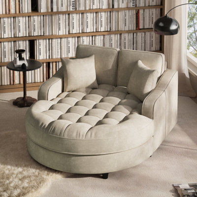 Très grand canapé-lit en chenille avec siège capitonné, dossier et coussins de siège amovibles, comprend 2 coussins décoratifs pour un confort réglable