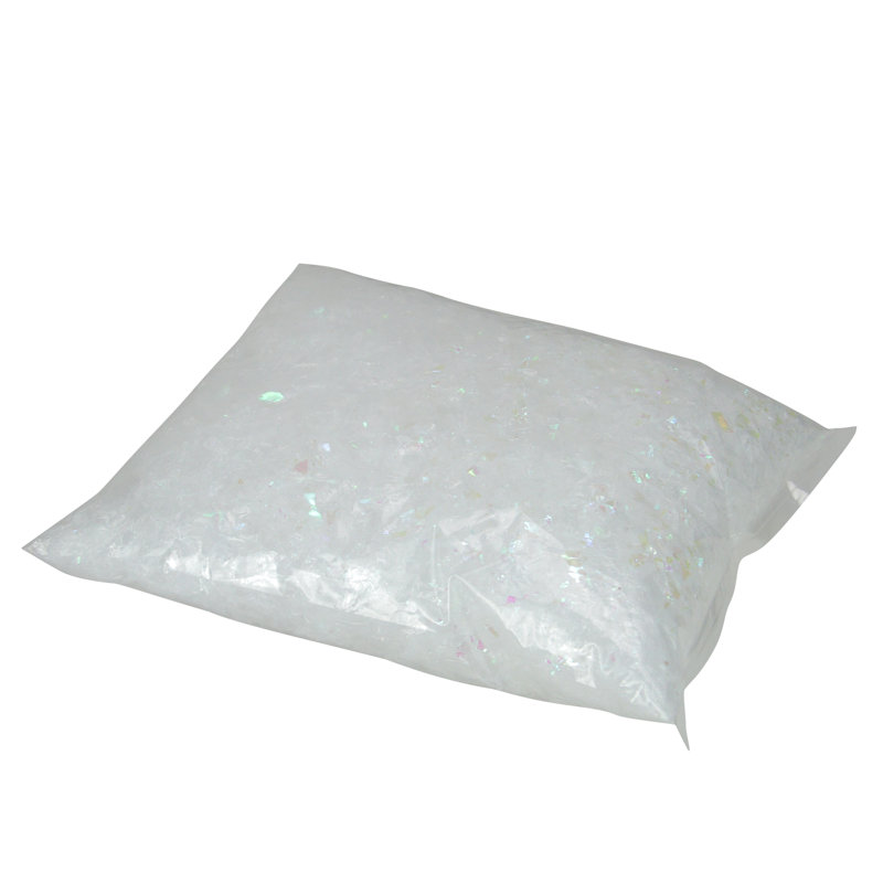 White Iridescent Artificial Powder Snow Flakes, 4" H x 7" W x 7" D
