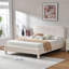 Reigen Curved Headboard Upholstered Platform Bed With Soft Rounded Corners,Beige,King-1297884058-1297884052
