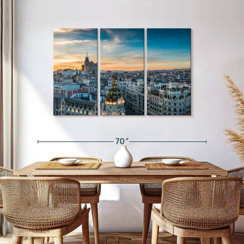 Horizon de Madrid au crépuscule, H 36 po x l 57 po