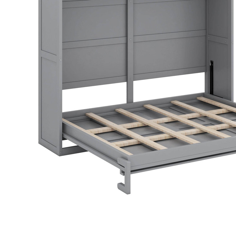 Structure de lit escamotable, lit escamotable moderne, Gris, Lit double