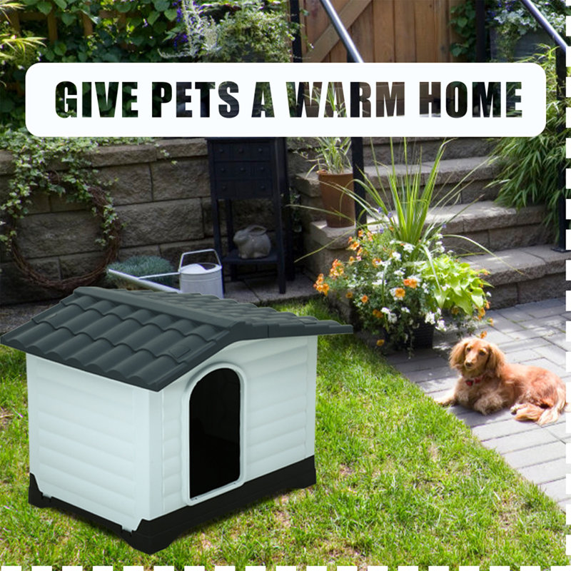 Large White and Black Plastic Raised Dog House
