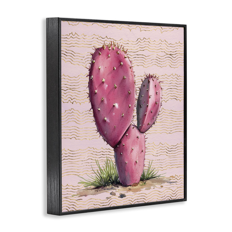  Art de giclée encadrée de figue de barbarie encadrée, H 20 po x l 16 po, Giclée encadrée noir minuit