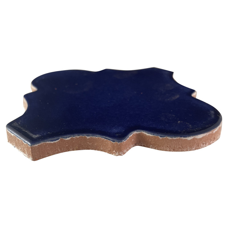 4" x 4" 9pcs TalaMex Lantern Mexican Arabesque Clay Tile Handmade Talavera Backsplash, Cobalt Blue