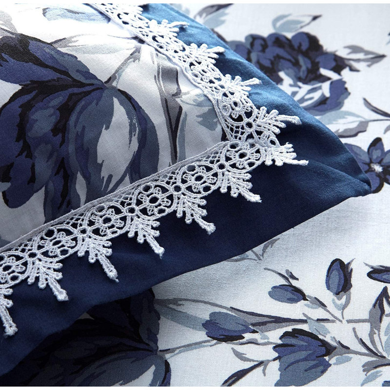 Navy 64 TC Duvet Cover Set, Kingsize Duvet Cover + 2 Standard Pillowcases