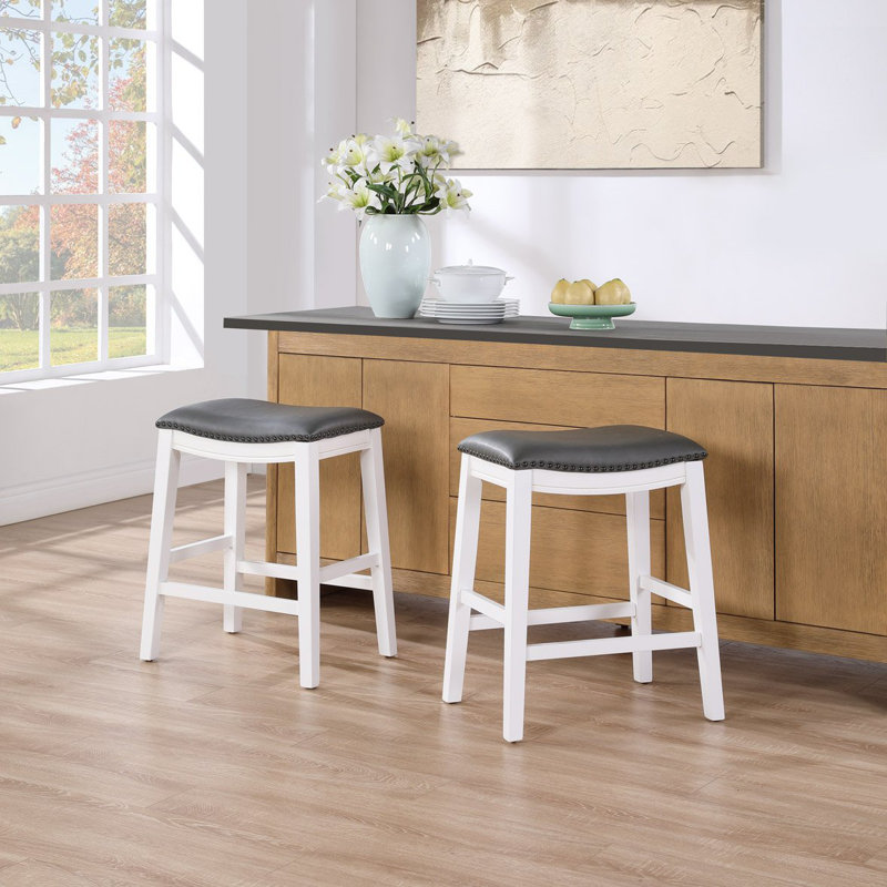 Raimundo Upholstered Counter Stool, White, Counter Stool (25" Seat Height)