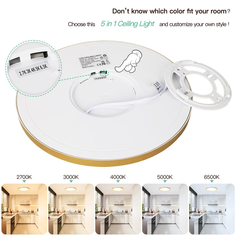 Plafonnier encastré à DEL Brightever Gold, 12 pouces 24 W, super mince 0,67 pouces 3200LM, Naturel