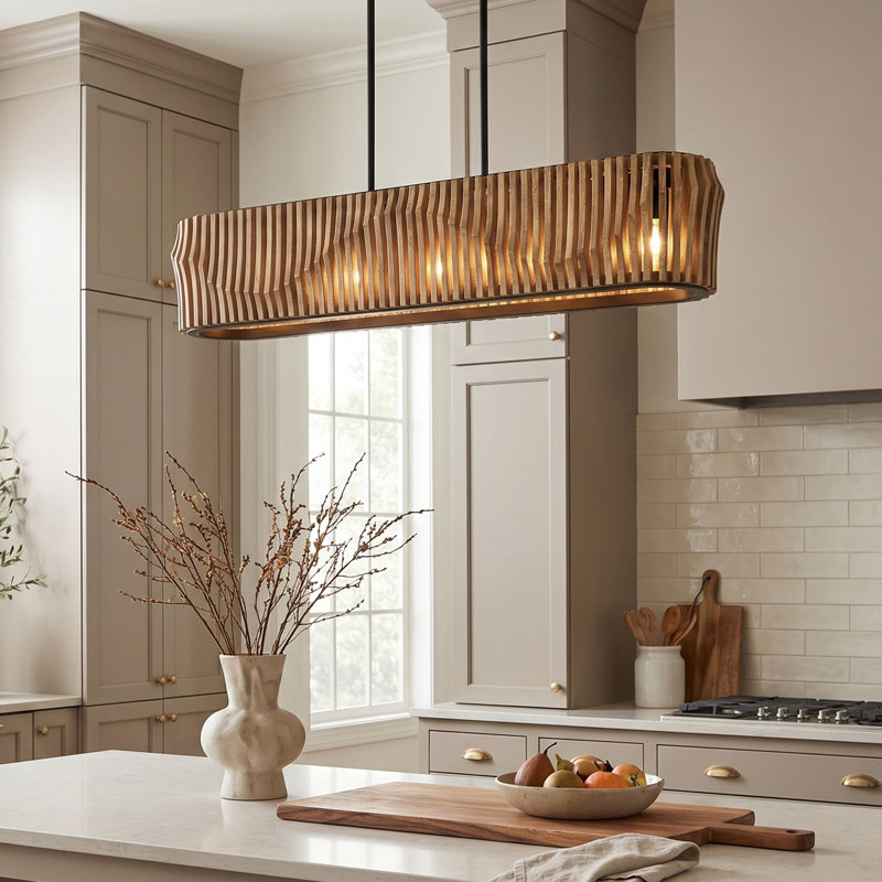 6 - Light Brown/Black Kitchen Island Pendant