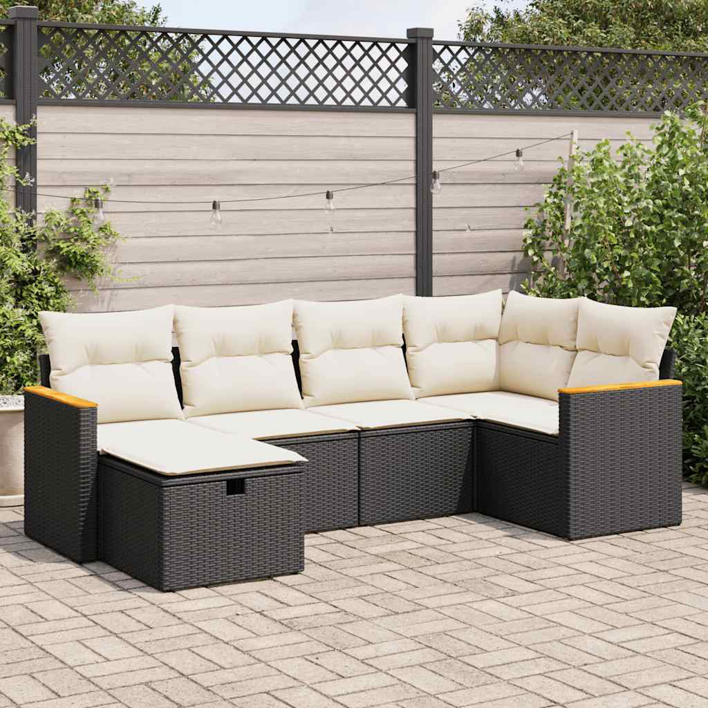 Vidaxl 6-Tlg. Garten-Sofagarnitur Mit Kissen Beige Poly Rattan