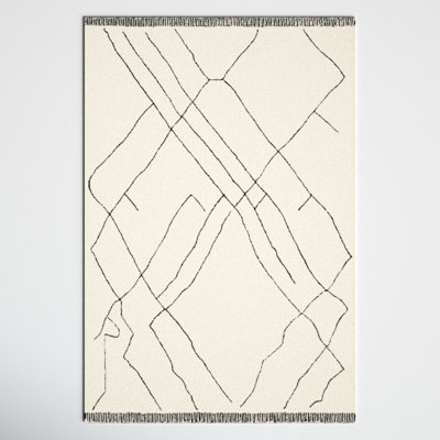 Isla Moroccan Handmade Tufted Wool Cream/Black Area Rug