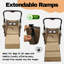 Poussette pliable pour chien en wagon avec tente entièrement zippée amovible, rampe extensible, rangement intégré et station d'eau et de nourriture attachée