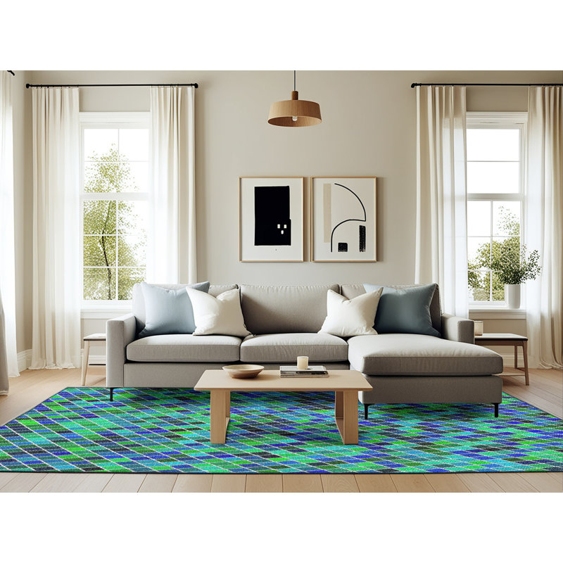 Wool Geometric Indoor Rug, Rectangle 6' x 9'