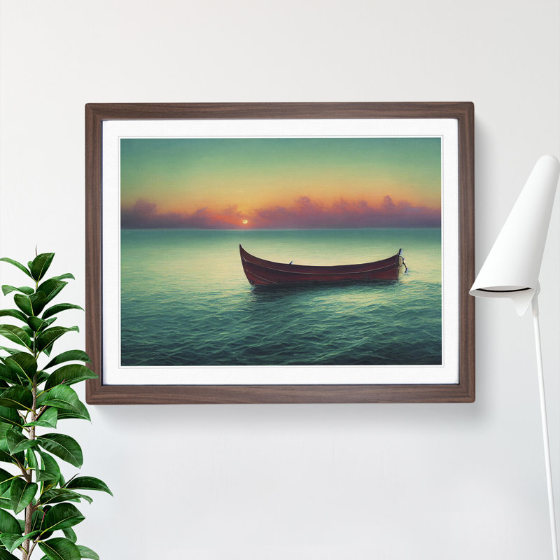 Mesmerising Boat - Single Picture Frame Painting, 25cm H x 34cm W x 2cm D, Walnut