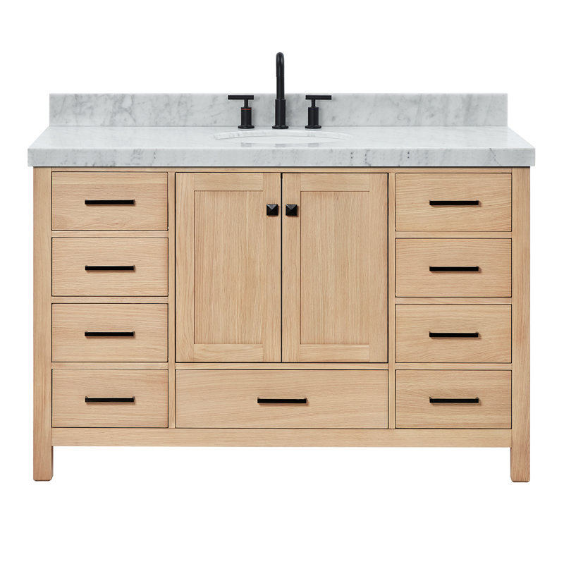 Ensemble de meuble-lavabo simple 54 po Cambridge, Chêne / noir mat 