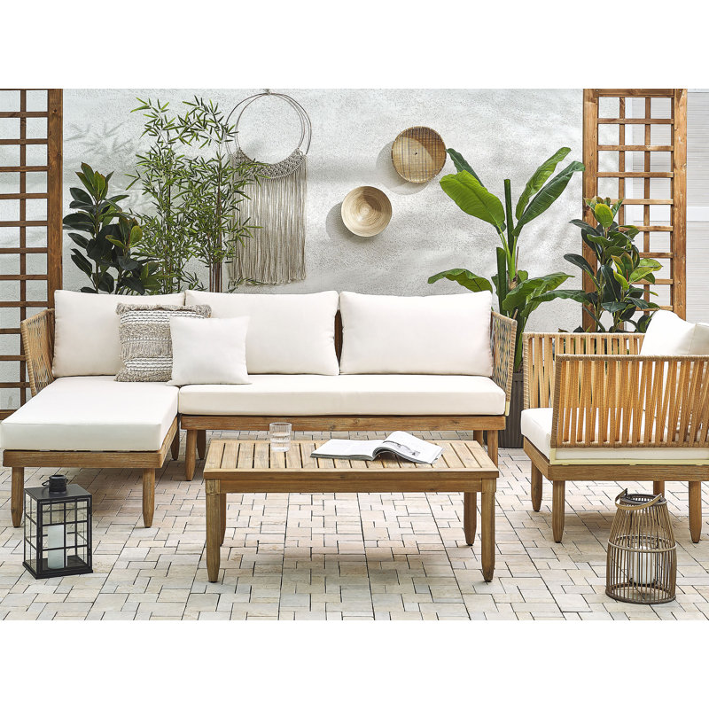 Dixon Solid Wood 4 - Person Seating Group with Cushions