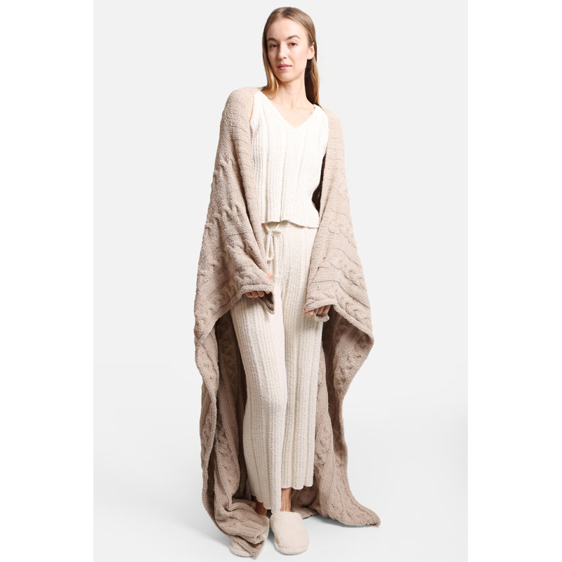 Jeté tressé torsadé luxueux , Beige