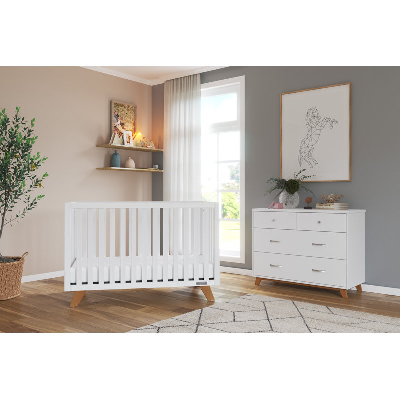 Soho 3 Drawer Changing Table Dresser, White/Natural