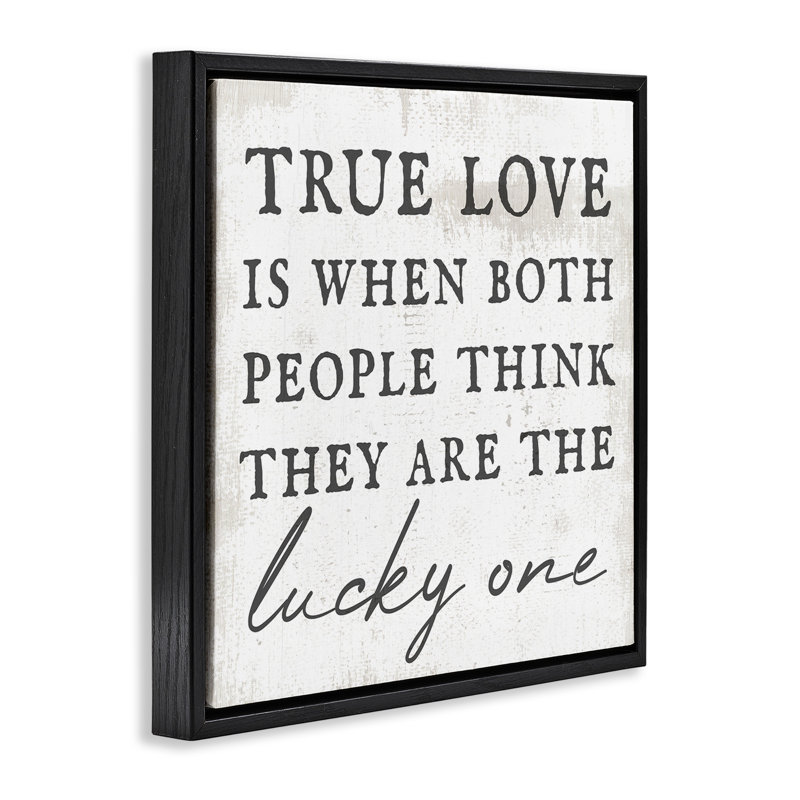 True Love, phrase romantique, Cadre flottant noir de jais, H 18 po x l 18 po