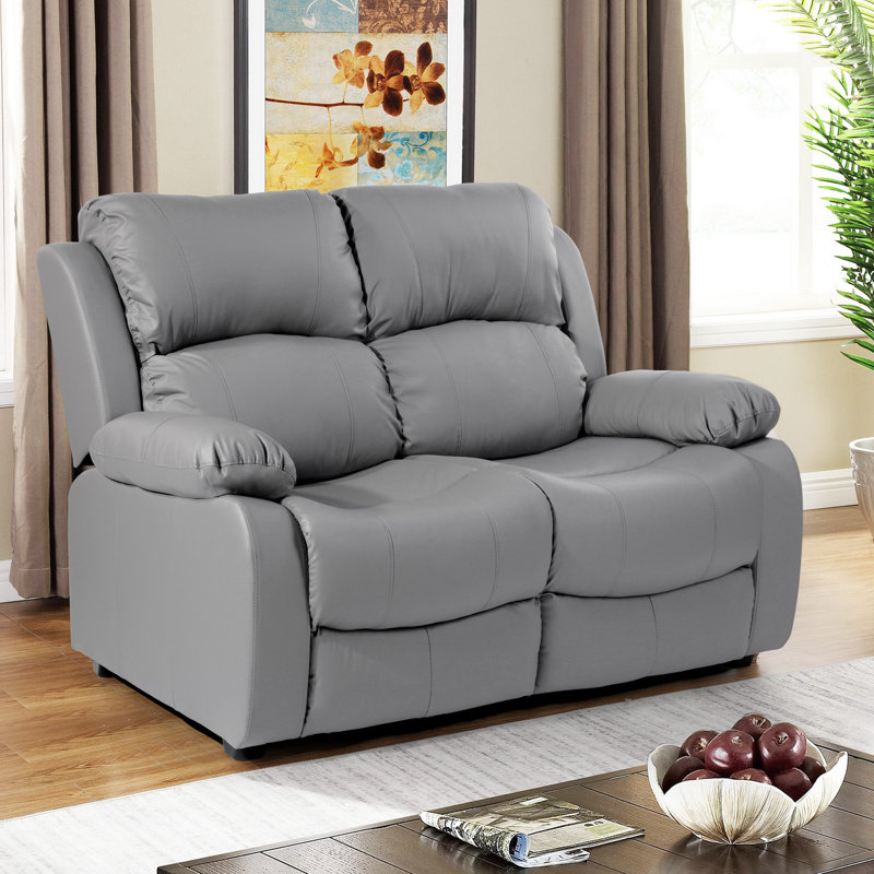 Hedgcock 2 Seater Faux Leather Loveseat, Grey