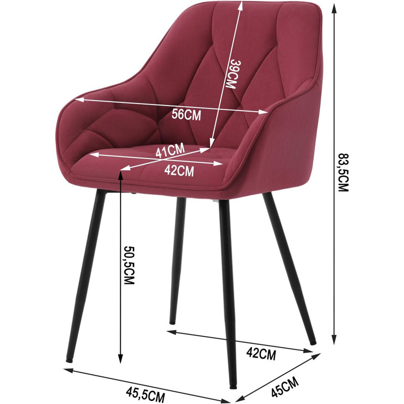 Bharmal 50.5cm H Velvet Upholstered Armchair, Burgundy, 1
