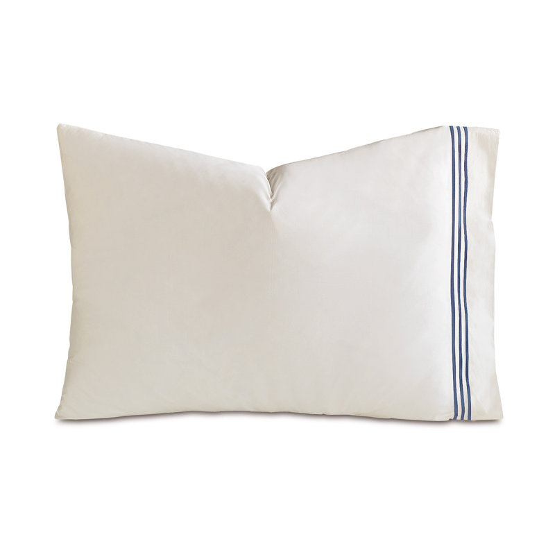 Tessa Egyptian Cotton Pillowcase, Ivory/Navy, Queen Pillowcase
