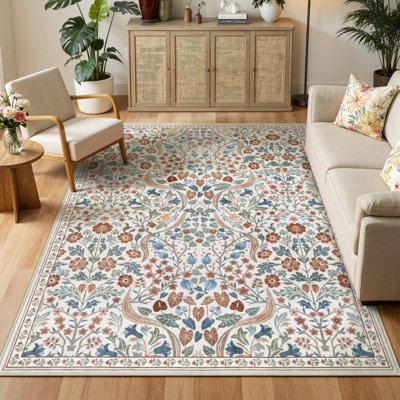 Tapis lavable à motif floral Kaldi