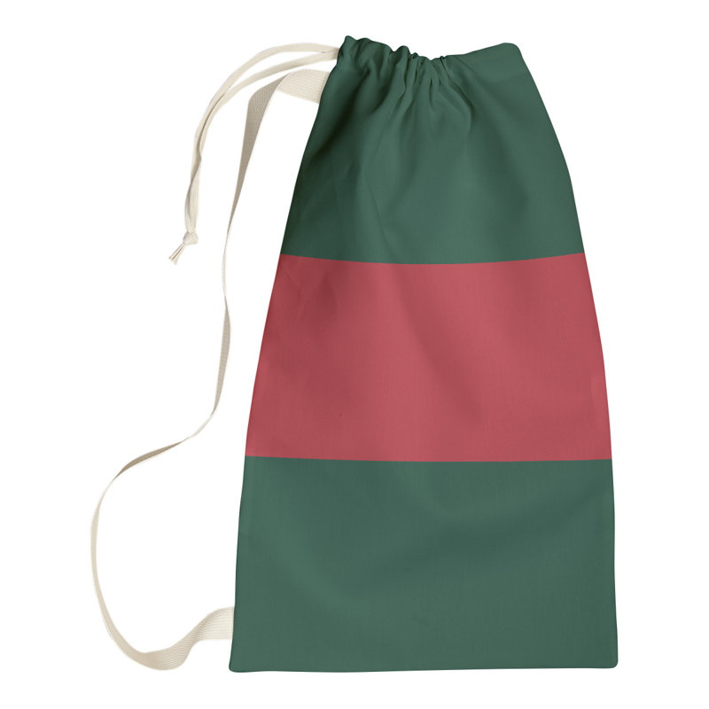 Fabric Laundry Bag with Handles, 36" H x 28" W x 1.5" D, Forest Green/Iron Range Red/Forest Green