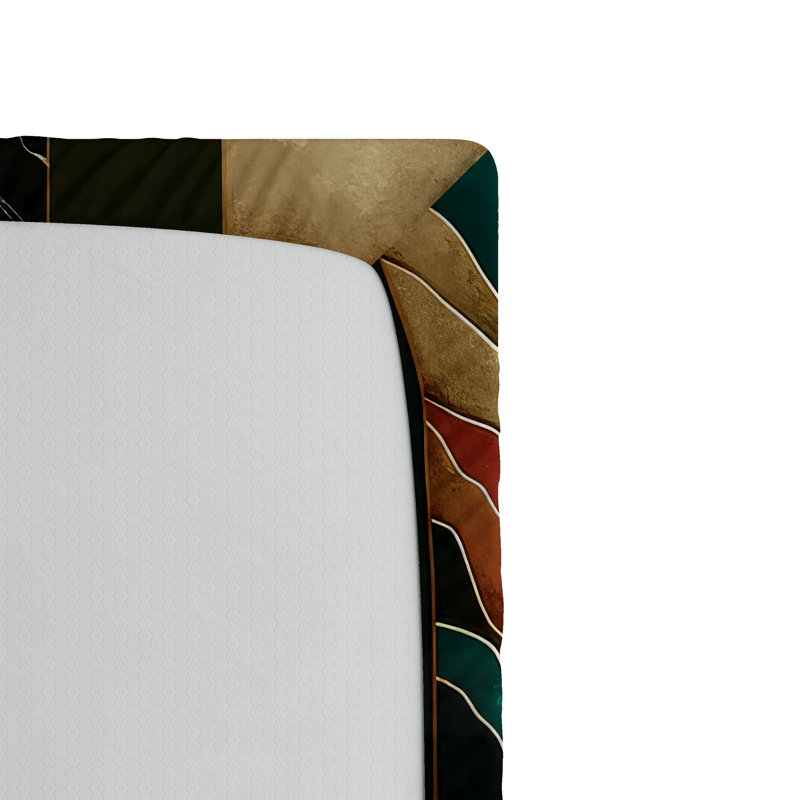 Drap-housse moderne Ambesonne Mid Century_ Lake Mountains_ Bleu sarcelle foncé gingembre, Drap-housse de taille simple