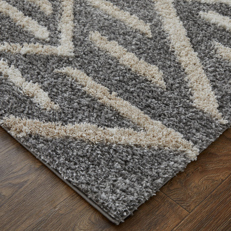 Caide Bohemian & Eclectic Diamond Polyester Area Rug, Rectangle 10' x 14'
