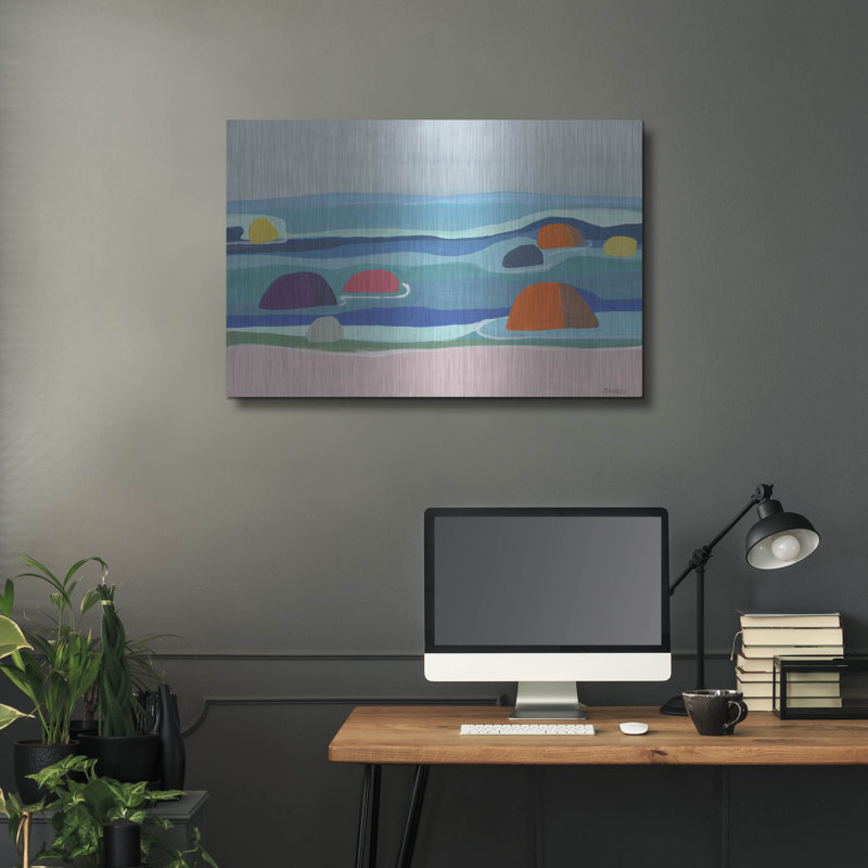 Winston Porter «Marine Layers No. 4» par Jan Weiss, art mural en métal, H 24 po x l 36 po