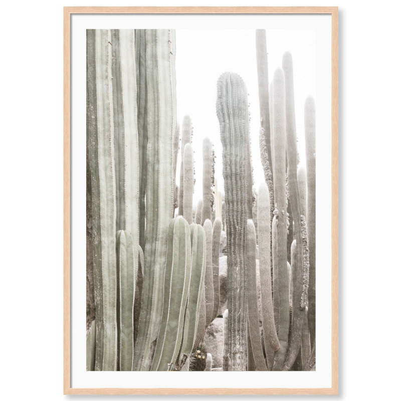 California Cactus Print by Carly Tabak, Natural Wood, 31" W x 44" H