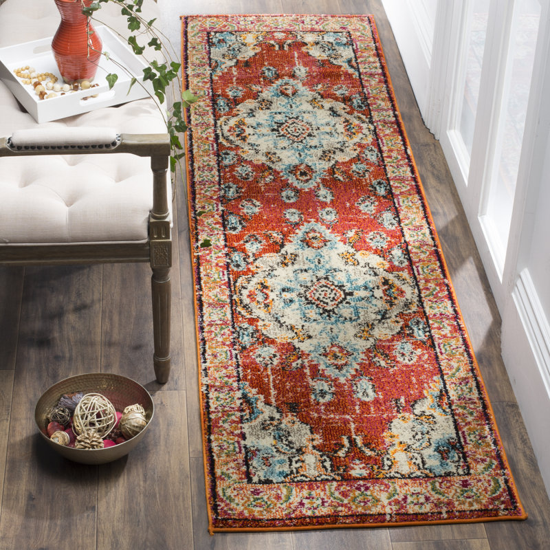 Hertzler Oriental Orange Area Rug, Runner 2'2" x 20'