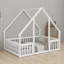 Lit double pleine grandeur avec clôture, garde-corps et structure de lit en bois massif pour enfants, garçons et filles-1179468996