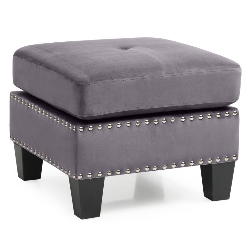 Nawrocki Velvet Ottoman, Grey