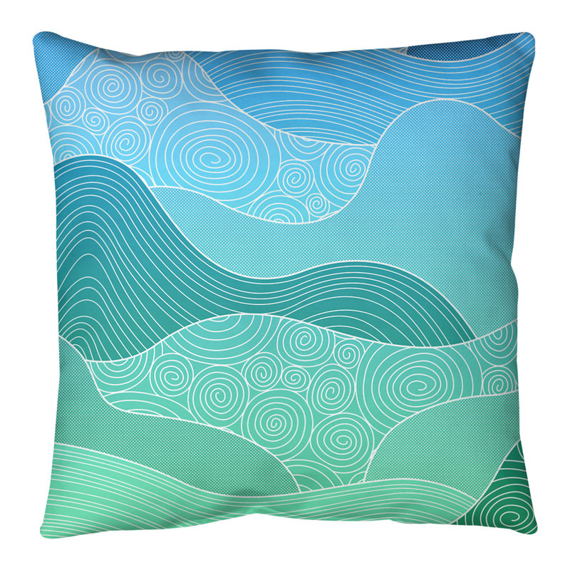 Coussin de sol Katelyn Elizabeth, 40 po x 40 po, Bleu / vert