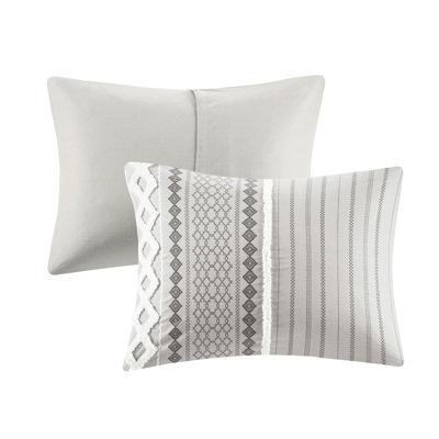 Chenille Comforter Gray - Full/Queen Cotton Printed Detail Bedding Pattern