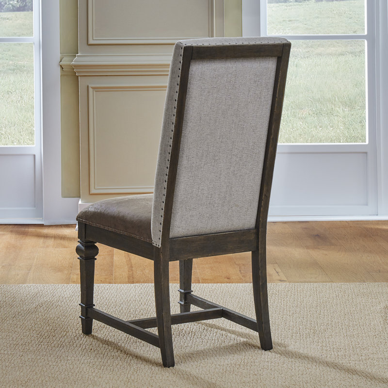 Trelawny Two-Tone Upholstered Side Chair - Saddle Brown