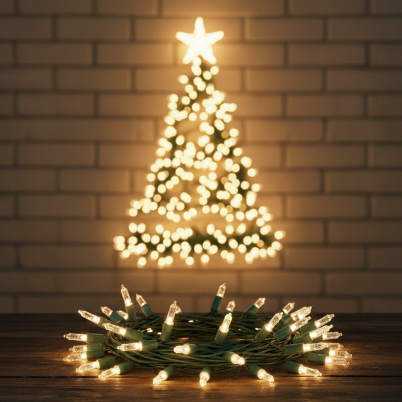 23,3 pi - 70 lumières blanc chaud à facettes scintillantes M5 à DEL de qualité commerciale imperméables pour la décoration des Fêtes, décorations de Noël