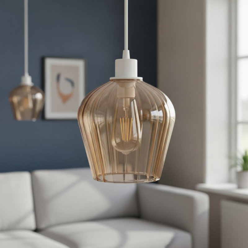 Glass Lamp Shade in Amber, Tapered