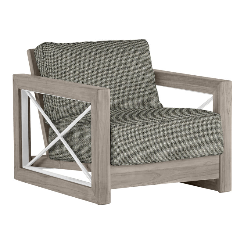 Malta Teak Lounge Oyster Teak/Brushed StaInless, Oyster Teak/Brushed Stainless, Intermix Bark, No welt + Dream fill