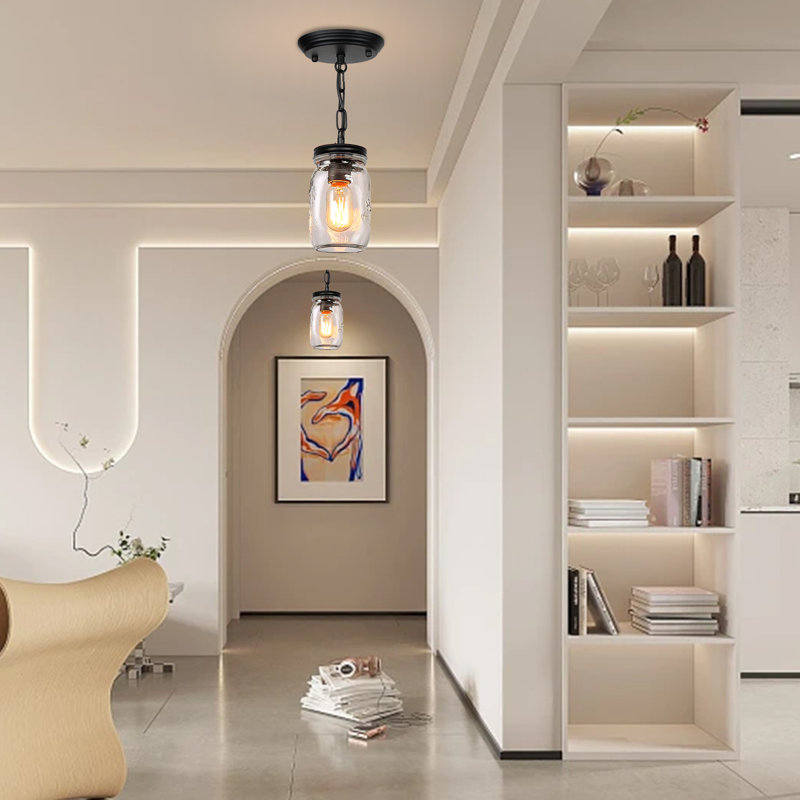 Luminaire suspendu pot en verre 1 lumière Mason, Une lumière