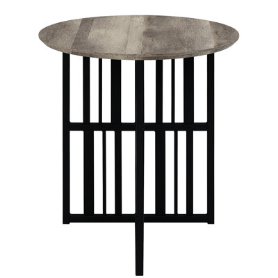 Table de bout polyvalente fabriquée en métal avec une surface de placage de papier moderne de 23 pouces de hauteur, de couleur noire, décor de chaise